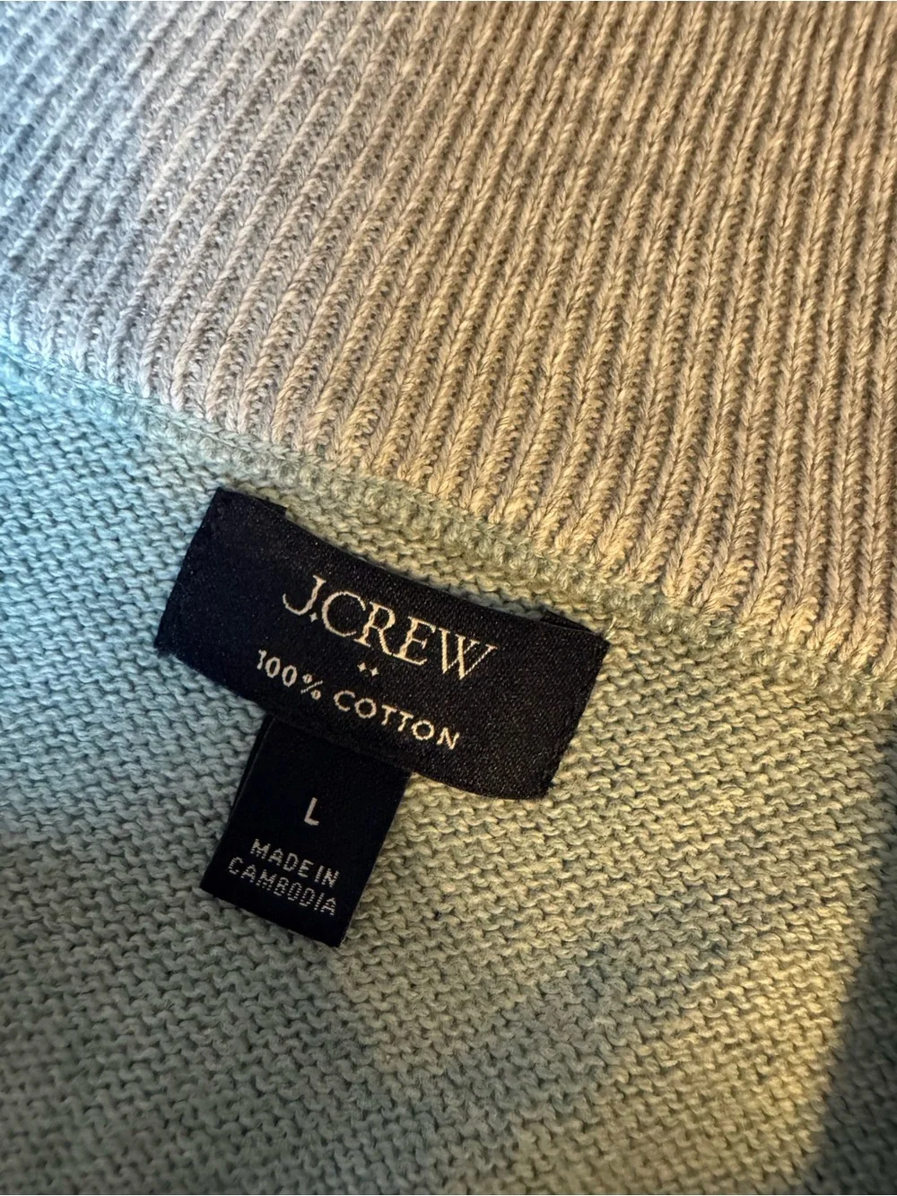 J. Crew Men's quarter Zip Sweater in Sage Green large like new